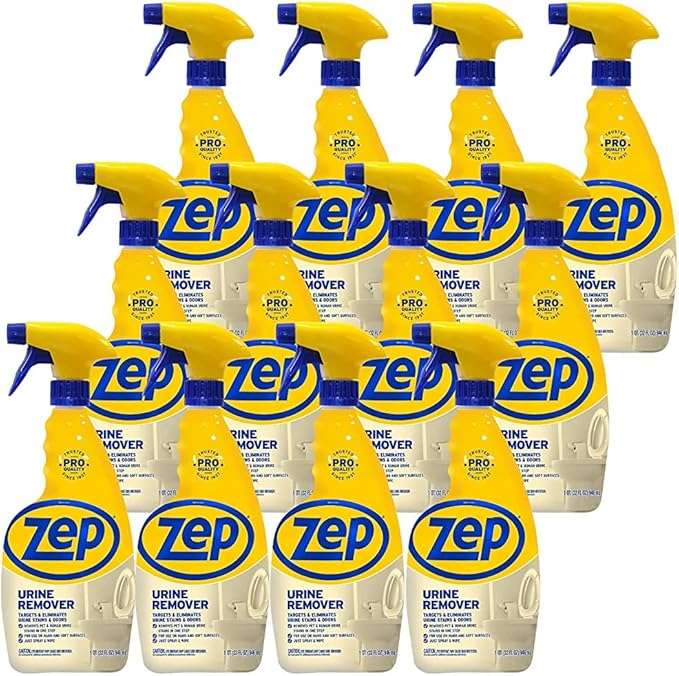 Zep Urine Remover - 32 oz (Case of 12) - ZUURMV32- Targets and Eliminates Urine Odors and Stains from Pets and Humans, Use On Hard and Soft Surfaces