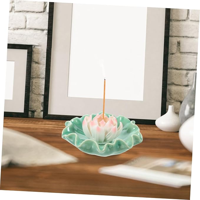 Creative Lotus Ceramic Incense Stick Holder Tray Handmade Lotus Base Incense - Image 4