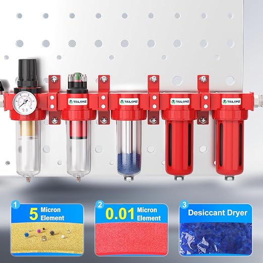 TAILONZ PNEUMATIC 0-150PSI 1/2 Inch NPT Red Industrial Grade 5 Stage Air Drying - Image 5