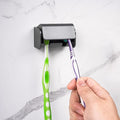 Toothbrush Holder Wall Mounted with Cover for Bathroom, 2 Slots Toothbrush Storage Organizer for Shower, Self Adhesive Toothbrush Hanger Rack for Dorm, Cabinet (Brushed Grey)