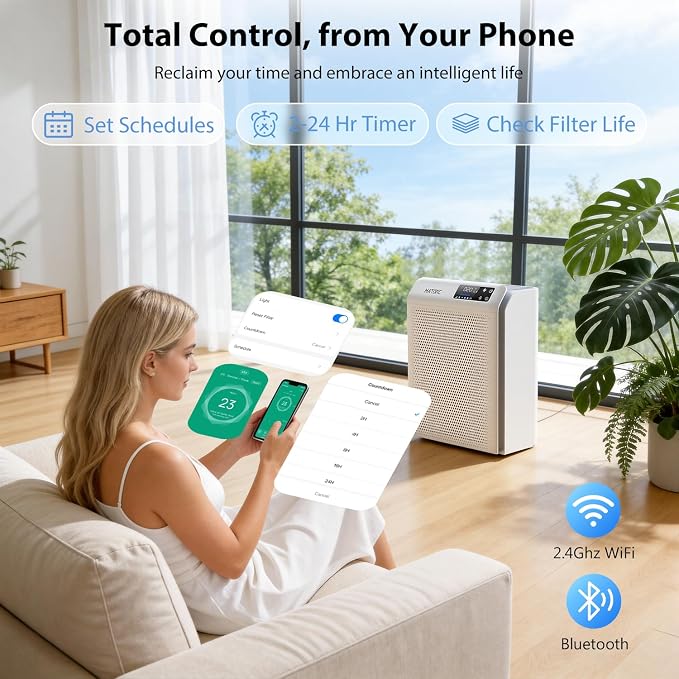 Air Purifier for Home Large Room Up to 3500 Ft², Smart WiFi App Control Air - Image 2