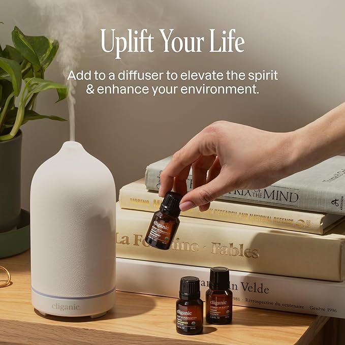 Cliganic Organic Aromatherapy TOP 12 Essential Oils Set, 100% Pure - Peppermint, Lavender, Eucalyptus, Tea Tree, Lemongrass, Rosemary, Frankincense, Orange, Lemon, Cassia, Cedarwood & Grapefruit