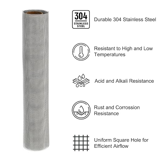 PATIKIL 40" L x 16" W Woven Wire Mesh, 30 Mesh 304 Stainless Steel Air Vent - Image 3