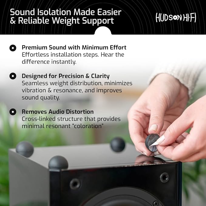 Hudson Hi-Fi Speaker Isolation Feet – Adhesive Silicone Anti-Vibration Pads - Image 7