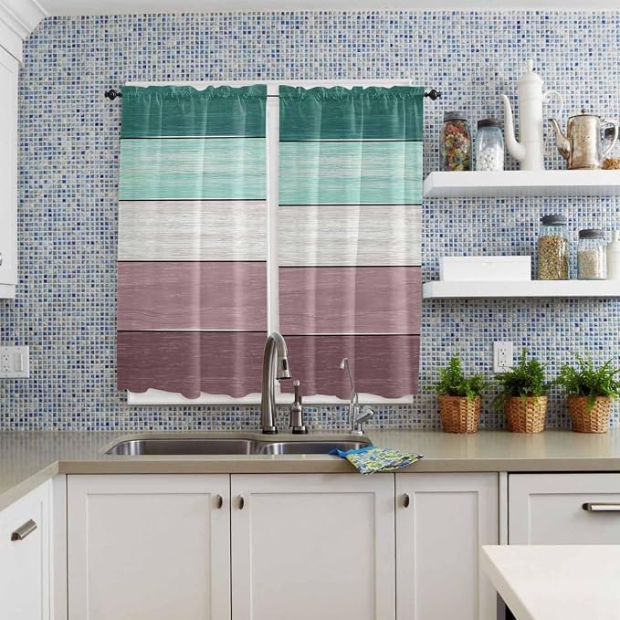Retro Farm Woodcuts Texture Window Valance Curtains, 2 Panel - Image 8