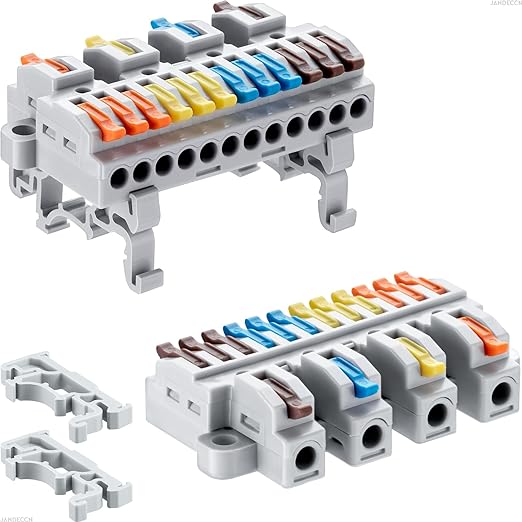 4pcs DIN Rail Terminal Blocks, DIY Splicing Wire Connectors by JANDECCN