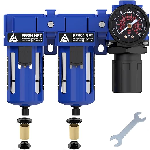1/2" NPT Air Dryer System, Air Compressor Filter Dryer, 5 and 5 Micron Filter by ATINY