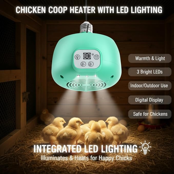 Enhon 2 Sets Chicken Coop Heater, Timing Heat Lamp - Image 4