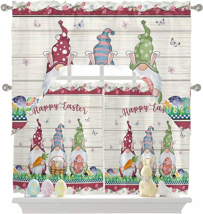 Swag Valance Curtains, Happy Easter Gnomes - Image 9