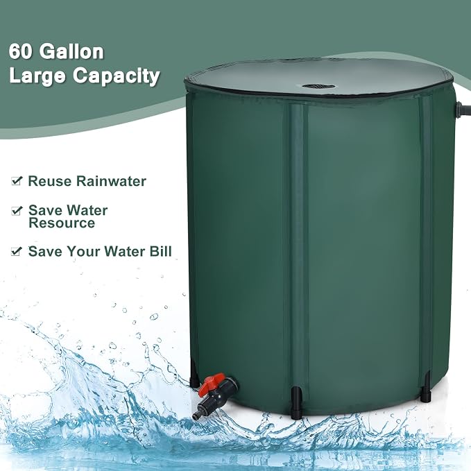 Goplus 60 Gallon Collapsible Rain Barrel, Portable Rain Barrels to Collect - Image 3
