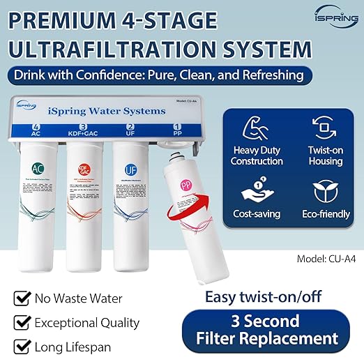 iSpring CU-A4 0.01μm Ultra-Filtration Under Sink Water Filter System, Tankless - Image 4