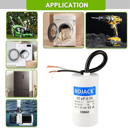 BOJACK Run Capacitor 40 uF MFD 250V AC 40 MFD CBB60 2 Wire 50/60Hz Cylinder - Image 6