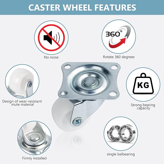 8 Pack 1" Low Profile Casters Wheels - Image 4