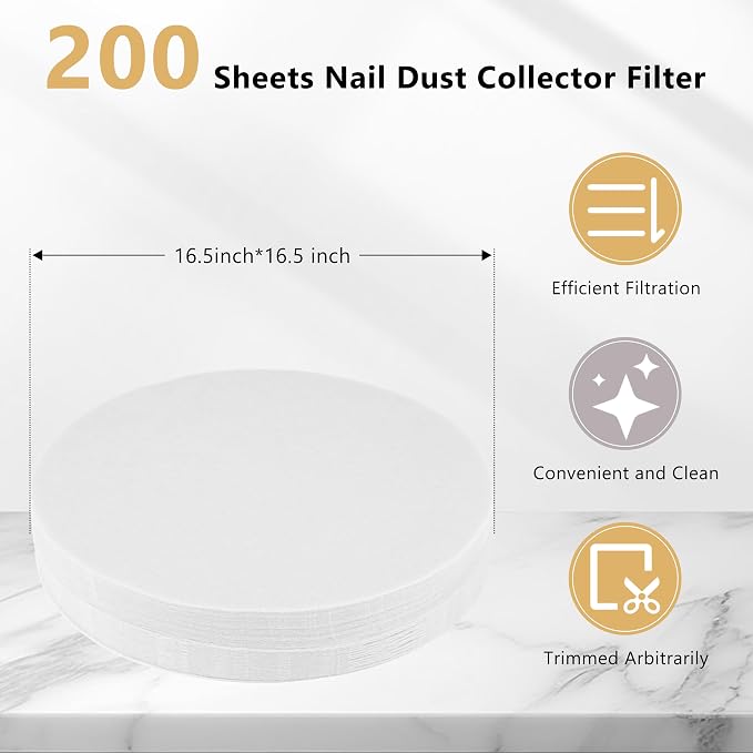 200 Sheets Nail Dust Collector Filter Paper Disposable Nail Dust Filters - Image 3