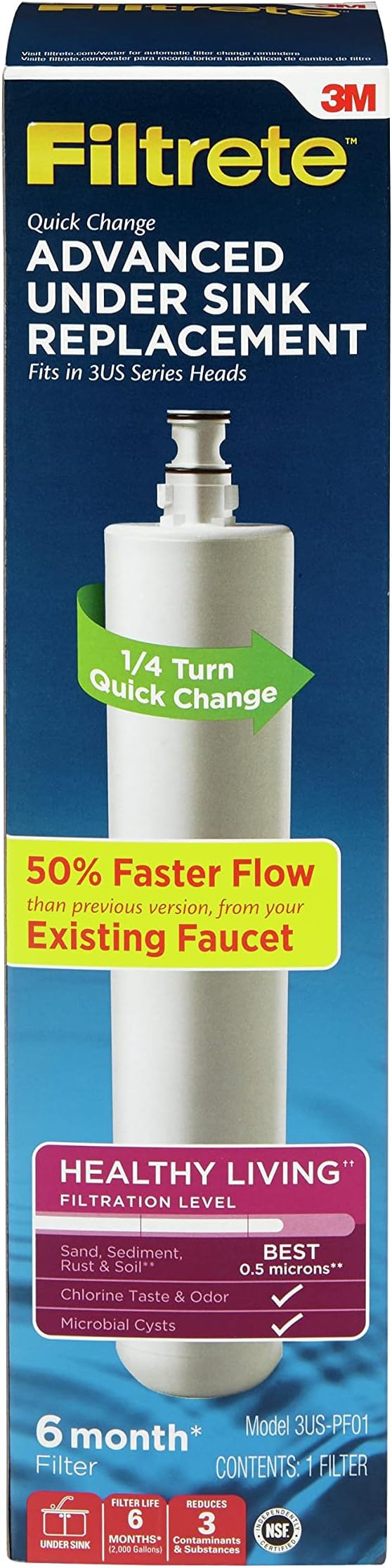 Filtrete Advanced Under Sink Quick Change Water Filtration Filter 3US-PF01 - Image 2
