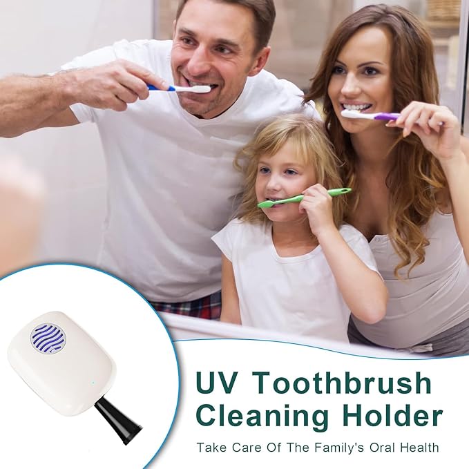 UV-C Toothbrush Sanitizer Cover Case and Holder Electric Travel Toothbrush Cover with Holder for Any Toothbrush Head Rechargeable Toothbrush Travel Case White