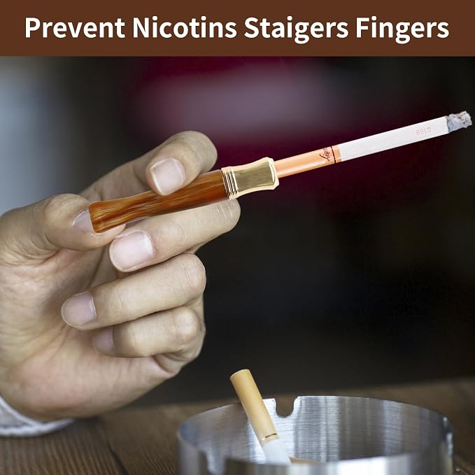 Cigarette Filters Brown Cow Horn Pattern Reusable Clean Tar Tobacco Filter - Image 7