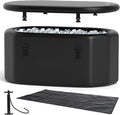 Goplus XL 129 Gal Oval Ice Bath Tub for Athletes, Inflatable Cold Plunge Tub w/Multiple Layered, Lid, Pump, Backpack, Portable Freestanding Ice Bath for Adults (129 Gal Oval, Black)