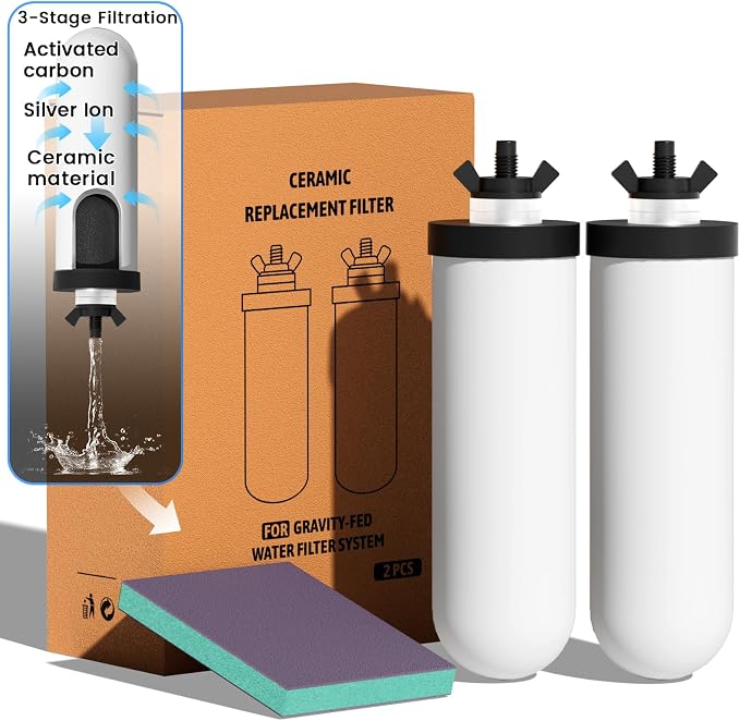 8.46-Inch 3-Stage Filtration Ceramic Purification Elements NSF/ANSI 42&372 by Joypur