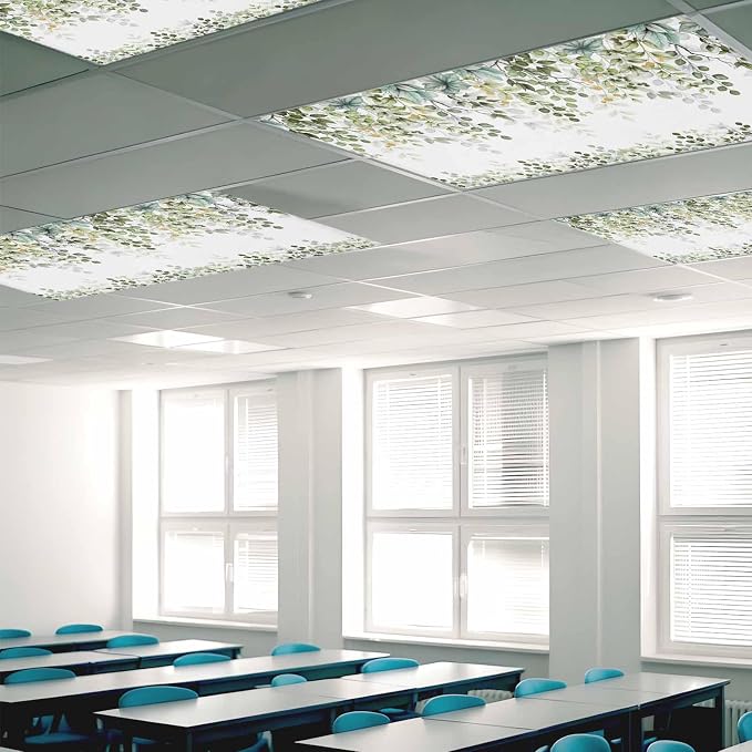 3 Pack Fluorescent Light Cover for Classroom Ceiling Light, Sage Green - Image 2