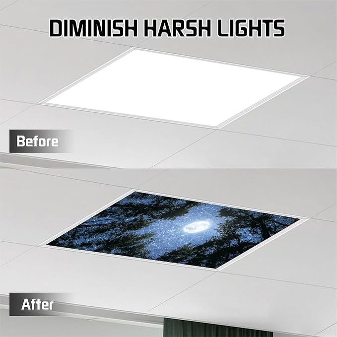 2 Pack Fluorescent Light Covers 4 X 2 Feet Night Forest Magnetic Light Cover - Image 5