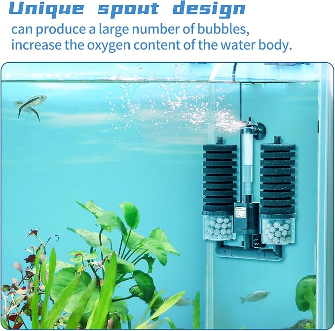 Aquarium Sponge Filter 15-55 Gallon Fish Tank Filter, Electric Power Double - Image 4