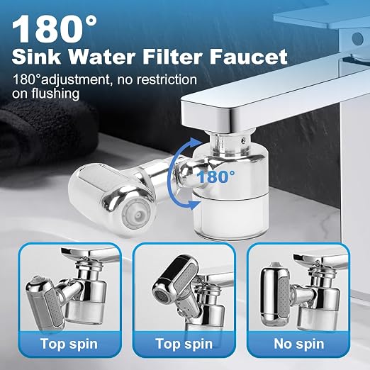Sink Water Filter Faucet, 360 ° Rotating Kitchen Faucet Water Purifier - Image 4
