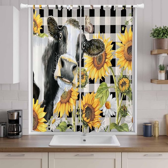 Retro Sunflowers Living Room Curtains 96 Inch Length, Window Curtains Tab Top - Image 9