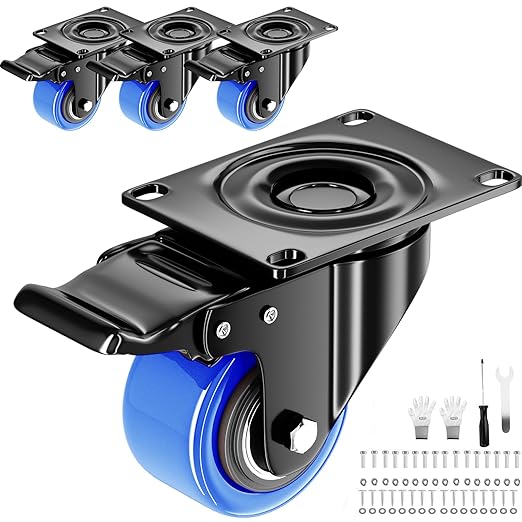 2 Inch Swivel Caster Wheels, Heavy Duty Casters Set of 4 by WOZESEIK