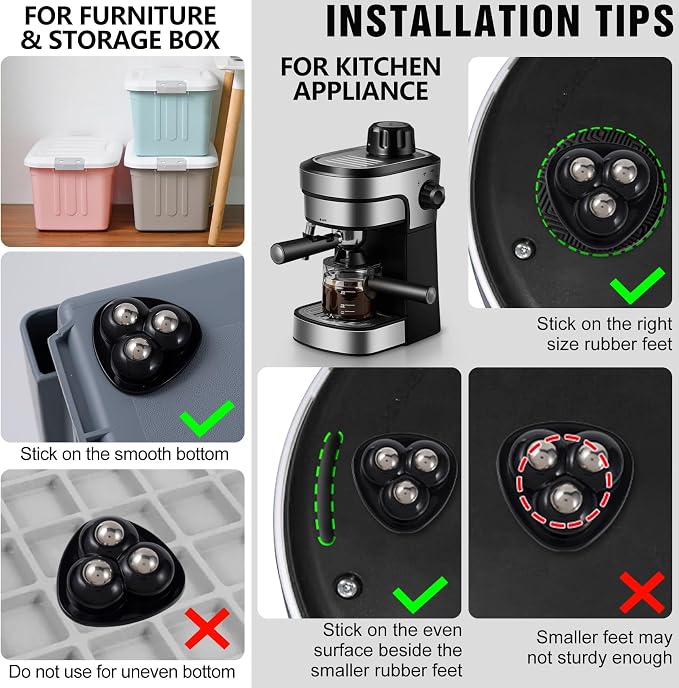 12 Pcs Mini Caster Wheels, Self Adhesive Caster Wheels, 360° Swivel Appliance - Image 4