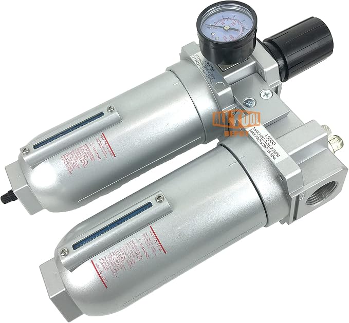1" NPT SUPER DUTY Compressed Air In Line Filter Regulator Lubricator Oiler - Image 3