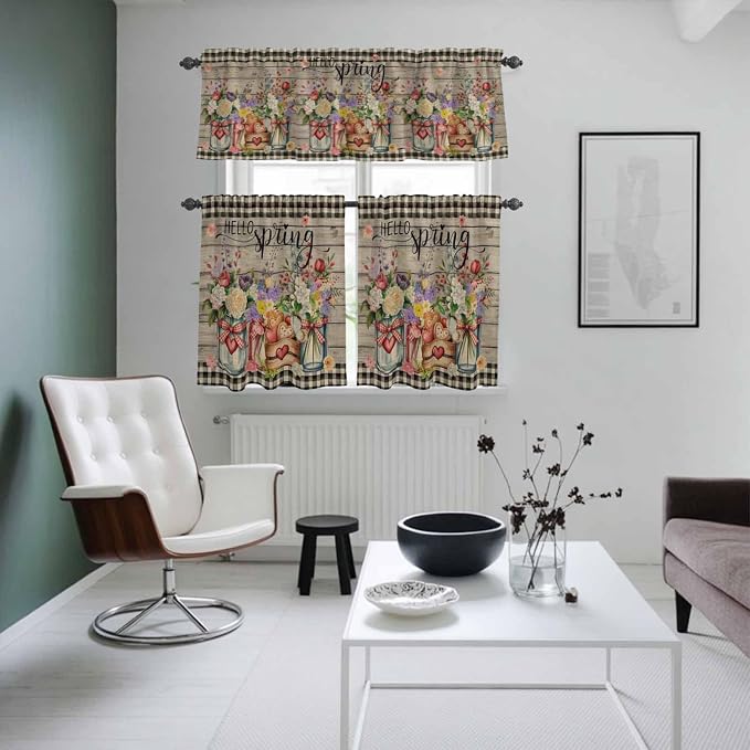 Spring Flowers Kitchen Curtains Set 3 Piece - Image 8