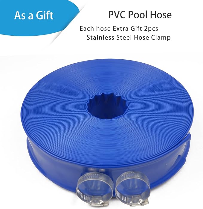 Poolvio 1-1/2" x 100' Professional Blue Backwash Hose - Image 2