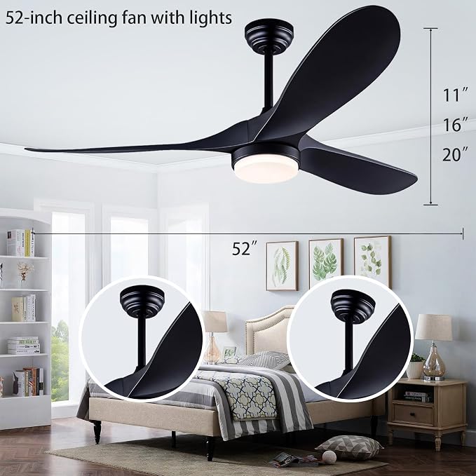 QUTWOB 52" Ceiling Fans with Lights Remote Control, Modern Reversible DC Motor - Image 6