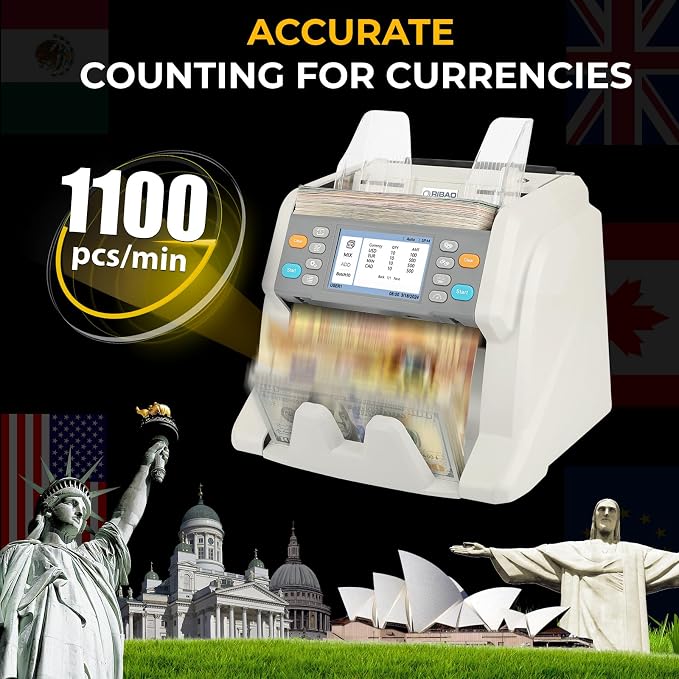 RIBAO MC-40 Mixed Denomination Money Counter, Business Grade Cash Counting - Image 5