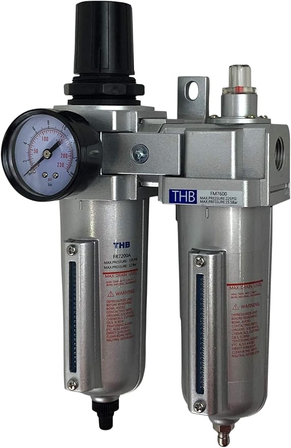 1/2" HEAVY DUTY COMBO PARTICULATE & COALESCING FILTER REGULATOR COMPRESSED AIR by THB