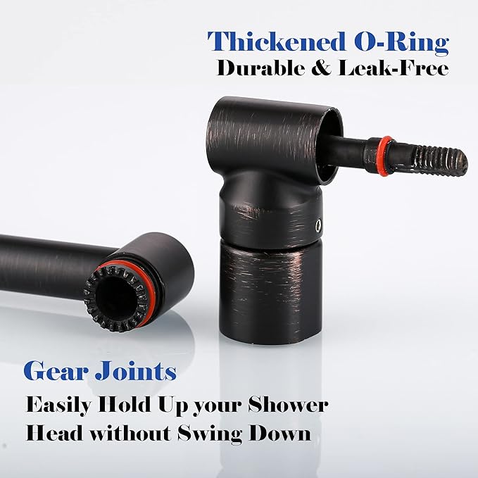 Oil Rubbed Bronze Shower Arm Extension - 13'' Height & Range Adjustable, Locking Nuts, Universal Connector