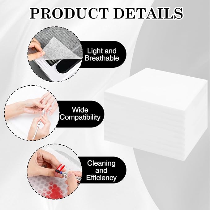 400 Sheets Professional Nail Dust Collector Filter Paper Sheets, PP Material - Image 3