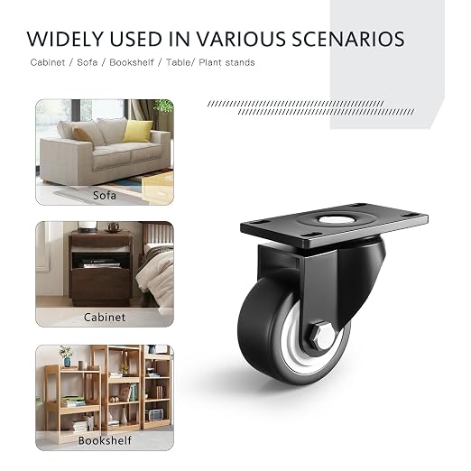 1.5 Inch Caster Wheels for Furniture, Small Casters Set of 4, Load 400lbs - Image 7