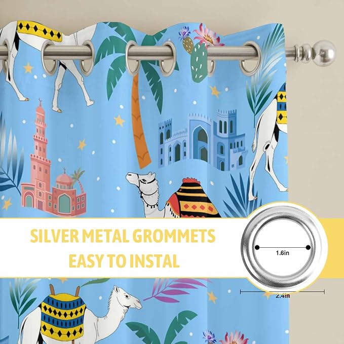2 Panel Kitchen Cafe Curtains, Desert Landscape Sunlight Filtering Nature Air - Image 7