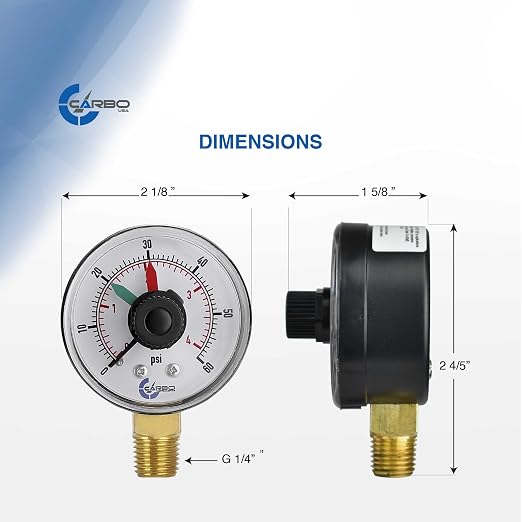 Pool Filter Pressure Gauge, 60 psi, 1/4" NPT Brass Connection, Teflon Included - Image 6