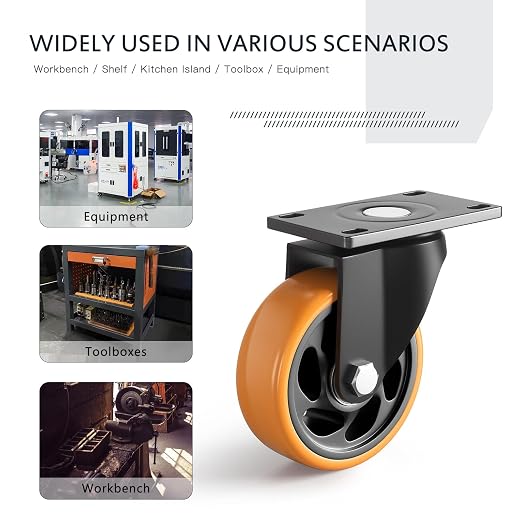 4 Inch Heavy Duty Caster Wheels, Industrial Casters Set of 4 Load 1600lbs - Image 7