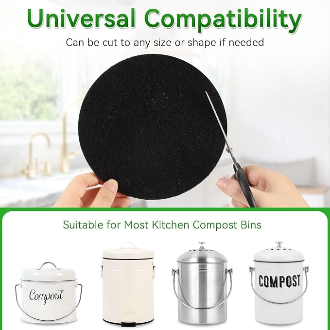 10 Pack Charcoal Filters for Compost Bucket, Compost Filters for Countertop Bin - Image 3