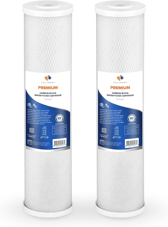 Aquaboon 5 Micron 20 x 4.5 Premium CTO Activated Carbon Water Filter Cartridge by Aquaboon