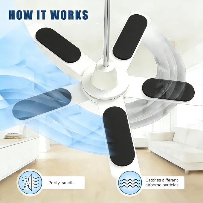 10 Pack Fan Filters for Ceiling Fan Blades, Pet Fresh Fan Blade Air Purifier - Image 4