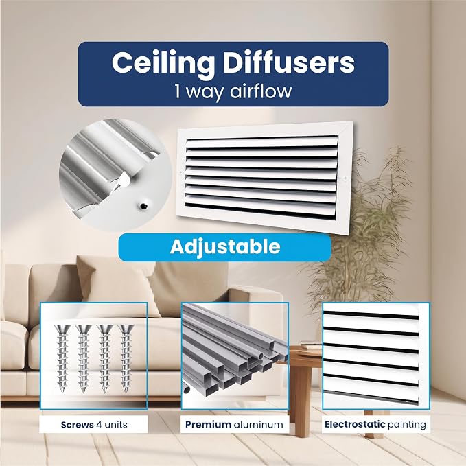 8x16 Aluminum 1-Way Air Flow Vent Cover Wall or Ceiling HVAC Register - Image 4