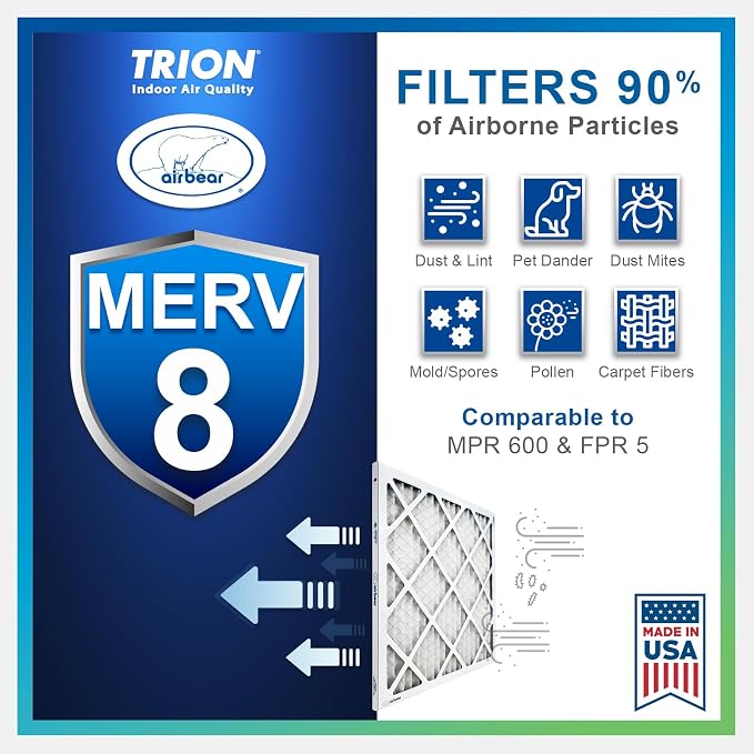 12x36x1 Air Filter MERV 8 TRION Air Bear Pleated HVAC Air Filter Replacement - Image 5