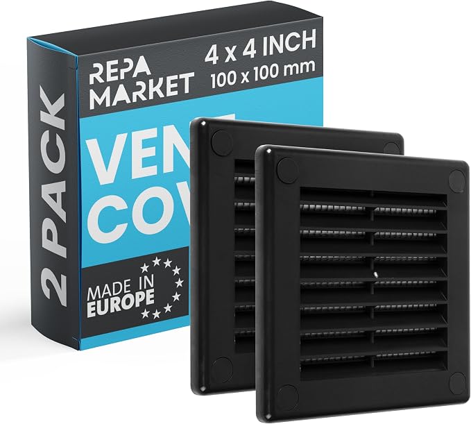 Repa Market 4 x 4 Inch Black Square Air Vent Cover by RepaMarket