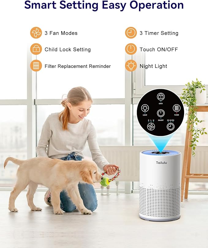 Air Purifiers for Bedroom Home Pets 1200 Ft², Tailulu H13 True HEPA Air Filter - Image 5