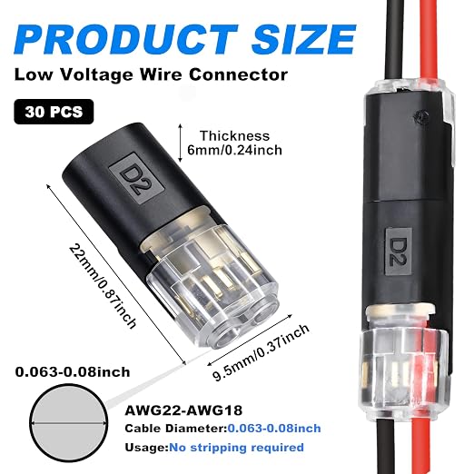 30PCS Double Wire Plug in Connector, Pluggable Low Voltage Wire Connector - Image 6